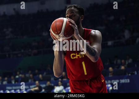 Manila, Philippines. 26th Aug, 2023. Li Kaier of China competes during the Group B match between Serbia and China at the 2023 FIBA World Cup in Manila, the Philippines, Aug. 26, 2023. Credit: Wu Zhuang/Xinhua/Alamy Live News Stock Photo