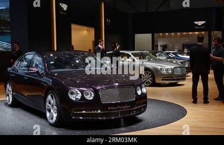 Bildnummer: 59316335  Datum: 07.03.2013  Copyright: imago/Xinhua (130307) -- GENEVA, March 7, 2013 (Xinhua) -- A New Flying Spur of Bentley is seen at the 83rd Geneva International Motor Show in Geneva, Switzerland, on March 7, 2013. (Xinhua/Wang Siwei) SWITZERLAND-GENEVA-AUTO SHOW PUBLICATIONxNOTxINxCHN Wirtschaft Genf Autosalon Auto Messe Ausstellung Automesse x0x xdd premiumd 2013 quer      59316335 Date 07 03 2013 Copyright Imago XINHUA  Geneva March 7 2013 XINHUA a New Flying Track of Bentley IS Lakes AT The 83rd Geneva International Engine Show in Geneva Switzerland ON March 7 2013 XINHU Stock Photo