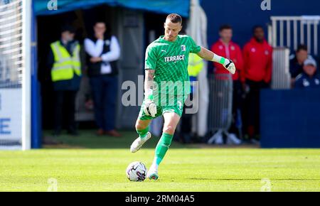 Barrow Torhüter Paul Farman während des Sky Bet League 2-Spiels zwischen Barrow und Wrexham in der Holker Street, Barrow-in-Furness am Samstag, den 26. August 2023. (Foto: Michael Driver | MI News) Credit: MI News & Sport /Alamy Live News Stockfoto