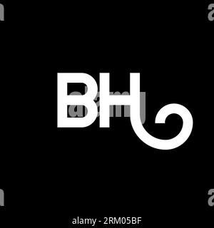 BH-Logo auf schwarzem Hintergrund. BH Creative Initials Letter Logo Konzept. bh-Design mit Buchstaben. BH-Design mit weißem Buchstaben auf schwarzem Hintergrund. B H Stock Vektor