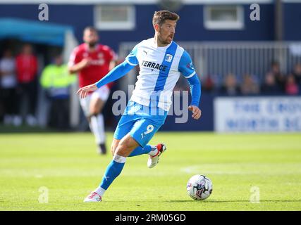 Barrows Jamie Proctor während des Spiels der Sky Bet League 2 zwischen Barrow und Wrexham in der Holker Street, Barrow-in-Furness am Samstag, den 26. August 2023. (Foto: Michael Driver | MI News) Credit: MI News & Sport /Alamy Live News Stockfoto