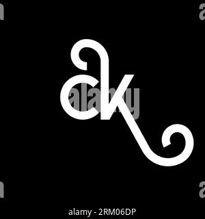 Logo-Design mit CK-Buchstaben auf schwarzem Hintergrund. Das Konzept des Buchstaben-Logos von CK Creative Initials. ck-Letter-Design. Weißes Buchstaben-Design von CK auf schwarzem Hintergrund. C K Stock Vektor