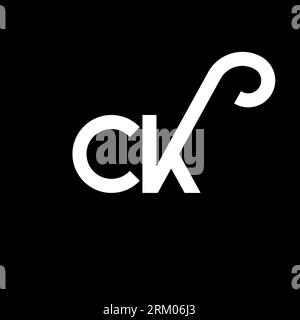Logo-Design mit CK-Buchstaben auf schwarzem Hintergrund. Das Konzept des Buchstaben-Logos von CK Creative Initials. ck-Letter-Design. Weißes Buchstaben-Design von CK auf schwarzem Hintergrund. C K Stock Vektor