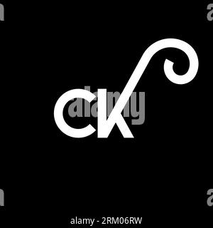 Logo-Design mit CK-Buchstaben auf schwarzem Hintergrund. Das Konzept des Buchstaben-Logos von CK Creative Initials. ck-Letter-Design. Weißes Buchstaben-Design von CK auf schwarzem Hintergrund. C K Stock Vektor