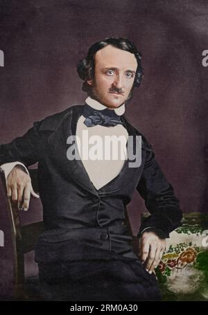 Edgar Allan Poe. Carte-de-Visite nach einem Daguerreotyp, 1847, vermutlich gedruckt in den 1870er Stockfoto