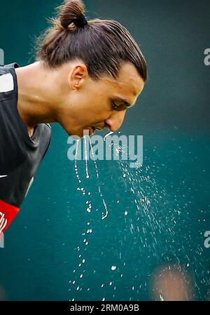 WASHINGTON, DC - 28. Juli 2012: Zlatan Ibrahimovic (18) von PSG (Paris Saint-Germain) in einem internationalen Freundschaftsspiel gegen DC United im RFK Stadium in Washington DC am 28. Juli. Das Spiel endete mit einem Unentschieden von 1-1. Stockfoto