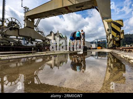 Decin, Tschechische Republik. 26. August 2023. Das zwölfte Jahr der internationalen Meisterschaft der Tschechischen Republik in Handhebel-Draisine-Handwagen-Fahrt fand am 26. August 2023 in Decin, Tschechische Republik, statt. Quelle: Hajek Vojtech/CTK Photo/Alamy Live News Stockfoto