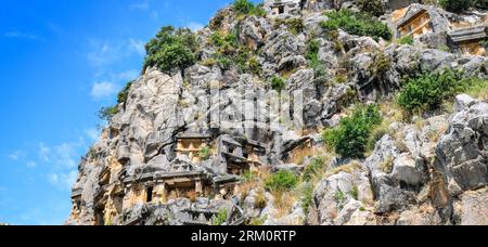 Lykische Steingräber in Myra, Türkei. Stockfoto