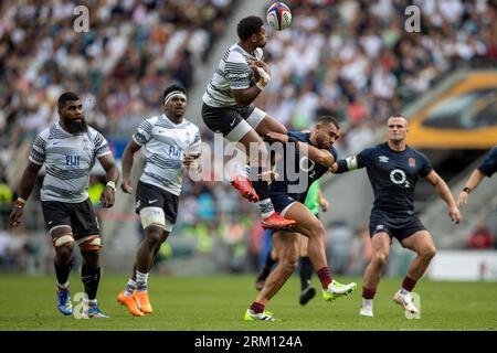 Twickenham Stadium, London, UK. 26th Aug, 2023. Summer Rugby International, England versus Fiji; Fiji win the ball Credit: Action Plus Sports/Alamy Live News Stock Photo