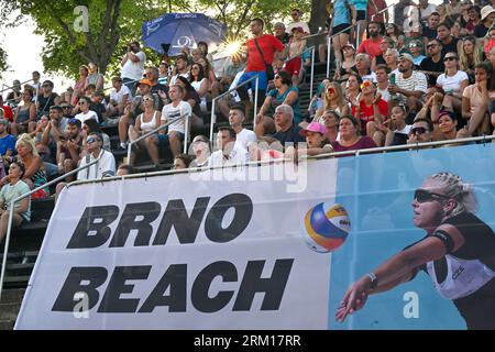 Brno, Czech Republic. 26th Aug, 2023. Fans during the Brno Beach Pro 2023 tournament, part of the Beach Pro Tour world series, Futures category, on August 26, 2023, on the Brno Dam, Czech Republic. Credit: Vaclav Salek/CTK Photo/Alamy Live News Stock Photo
