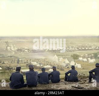 Cumberland Landing, Virginia. Bundeslager am Pamunkey River. Foto vom östlichen Kriegsschauplatz, der Halbinsel-Kampagne, Mai-Augu Stockfoto