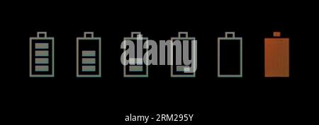 Ansicht des Ladestands der Batterie mit verschiedenen Energiestufen – Nahaufnahme der Makroansicht Stockfoto