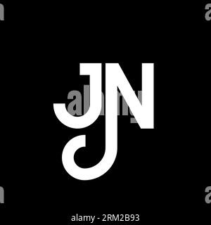 JN-Logo auf schwarzem Hintergrund. JN Creative Initials Letter Logo Konzept. jn Letter Design. JN-Design mit weißem Buchstaben auf schwarzem Hintergrund. J N Stock Vektor