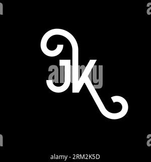 JK-Logo auf schwarzem Hintergrund. JK Creative Initials Letter Logo Konzept. jk-Letter-Design. Weißes JK-Letter-Design auf schwarzem Hintergrund. J K Stock Vektor