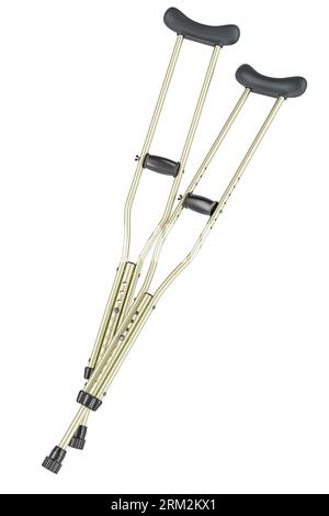 Lightweight Underarm Crutches with Height Adjustment, 3D rendering isolated on white background Stock Photo