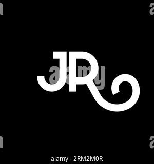 JR-Logo auf schwarzem Hintergrund. JR Creative Initials Letter Logo Konzept. jr-Letter-Design. JR-Design mit weißem Buchstaben auf schwarzem Hintergrund. J R Stock Vektor
