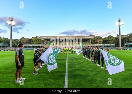 Lommel, Belgium. 26th Aug, 2023. Line-up pictured before a soccer game between SK Lommel and KMSK Deinze on the third matchday in the Challenger Pro League for the 2023-2024 on August 26, 2023 in Lommel, Belgium. Credit: sportpix/Alamy Live News Stock Photo