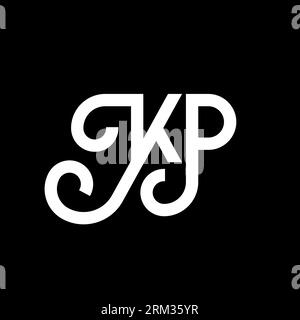 Logo-Design mit KP-Buchstaben auf schwarzem Hintergrund. KP Creative Initials Letter Logo Konzept. kp-Buchstabendesign. Weißes Buchstabendesign von KP auf schwarzem Hintergrund. K P Stock Vektor