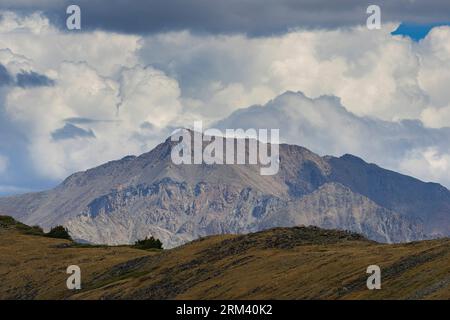 Cottonwood Pass und Collegiate Peaks an einem stürmischen Spätsommermorgen Stockfoto