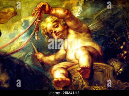 Banketthaus, Reubens Decke, Malerei, Cherub, Detail, Whitehall, London, England Stockfoto