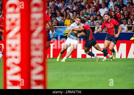 Madrid, Madrid, Spanien. 26. August 2023. Mateo Carreras (Argentinien) in Aktion während des Rugbyspiels zwischen Spanien und Argentinien (los Pumas) spielte am 26. August 2023 im Estadio Civitas Metropolitano in Madrid, Spanien (Credit Image: © Alberto Gardin/ZUMA Press Wire) NUR REDAKTIONELLE VERWENDUNG! Nicht für kommerzielle ZWECKE! Quelle: ZUMA Press, Inc./Alamy Live News Stockfoto