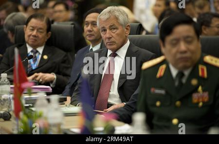 Bildnummer: 60404588  Datum: 29.08.2013  Copyright: imago/Xinhua (130829) -- BANDAR SERI BEGAWAN, Aug. 29, 2013 (Xinhua) -- U.S. Secretary of Defense Chuck Hagel attends the second ASEAN Defence Ministers Meeting-Plus in Bandar Seri Begawan, Brunei, on Aug. 29, 2013. (Xinhua/Lui Siuwai) (axy) BRUNEI-BANDAR SERI BEGAWAN-ASEAN DEFENCE MINISTERS MEEING-PLUS PUBLICATIONxNOTxINxCHN people xas x0x 2013 quer      60404588 Date 29 08 2013 Copyright Imago XINHUA  Bandar Seri Begawan Aug 29 2013 XINHUA U S Secretary of Defense Chuck Hagel Attends The Second Asean Defence Minister Meeting Plus in Bandar Stock Photo