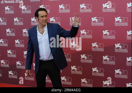 Bildnummer: 60414513  Datum: 30.08.2013  Copyright: imago/Xinhua (130830) -- VENICE, Aug. 30, 2013 (Xinhua) -- U.S. actor Nicolas Cage poses at the photocall of Joe during the 70th Venice Film Festival, in Lido of Venice, Italy, on Aug. 30, 2013. (Xinhua/Xu Nizhi) ITALY-VENICE-FILM-FESTIVAL-JOE PUBLICATIONxNOTxINxCHN People Entertainment x0x xkg 2013 quer      60414513 Date 30 08 2013 Copyright Imago XINHUA  Venice Aug 30 2013 XINHUA U S Actor Nicolas Cage Poses AT The photo call of Joe during The 70th Venice Film Festival in Lido of Venice Italy ON Aug 30 2013 XINHUA Xu Nizhi Italy Venice Fil Stock Photo