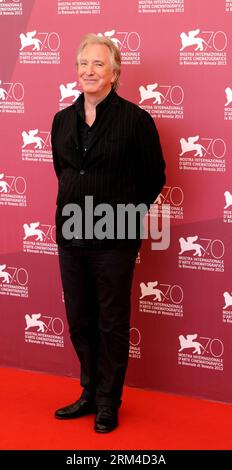 (130904) -- VENICE, Sept. 4, 2013(Xinhua) -- Actor Alan Rickman poses during the photocall of Une Promesse at the 70th Venice Film Festival on Sept. 4, 2013. (Xinhua/Xu Nizhi)(jl) ITALY-VENICE-FILM-FESTIVAL-UNE PROMESSE PUBLICATIONxNOTxINxCHN   130904 Venice Sept 4 2013 XINHUA Actor Alan Rickman Poses during The photo call of Une Promesse AT The 70th Venice Film Festival ON Sept 4 2013 XINHUA Xu Nizhi JL Italy Venice Film Festival Une Promesse PUBLICATIONxNOTxINxCHN Stock Photo