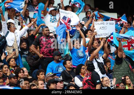 LONDON, Großbritannien - 26. August 2023: Fidschi-Fans während des internationalen Spiels der Summer Nations Series zwischen England und Fidschi im Twickenham Stadium (Credit: Craig Mercer/Alamy Live News) Stockfoto