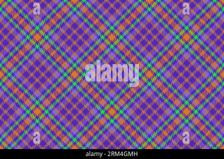 Background pattern textile of seamless plaid tartan with a vector fabric check texture in purple and orange colors. Stock Vektor