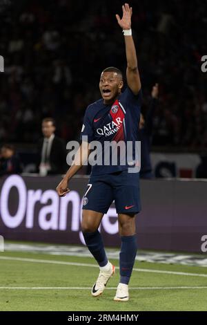 Paris, Frankreich. 25. August 2023. SAO PAULO, BRASILIEN - AUGUST 26: Spiel zwischen PSG und Lens als Teil der regulären Saison der Ligue 1 im Parc des Princes Stadium am 26. August 2023 in Paris, Frankreich. (Foto von Jose Prestes/PxImages) Credit: PX Images/Alamy Live News Stockfoto