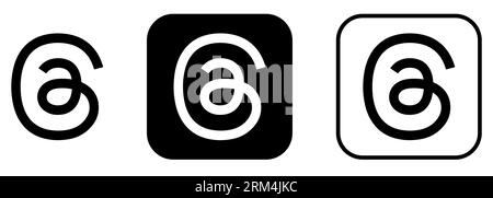Threads-Logos. Threads in sozialen Netzwerken von Instagram. Neues soziales Netzwerk von Meta. Redaktionelle Vektorsymbole Stock Vektor