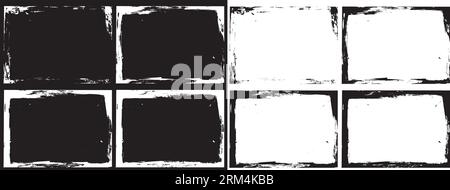 Set of grunge abstract backgrounds with dirt, black and white dirt frames, framed. Space for text or image Stock Vector