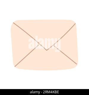 Beigefarbener Umschlag auf weißem Hintergrund im Cartoon-Stil Stock Vektor