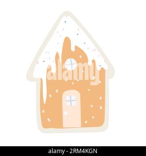 Vektor-Lebkuchenhaus. Weihnachtskekse und Süßigkeiten. Niedliche Illustration Stock Vektor