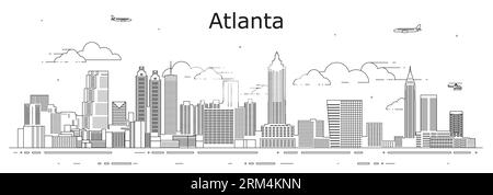 Atlanta Stadtbild Linie Kunst Vektor Illustration Stock Vektor