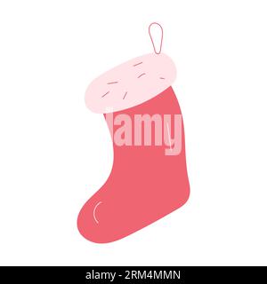 Christmas sock. Holiday Santa Claus winter sock for gifts. Vector illustration Stock Vektor