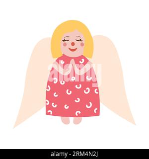 Niedlicher Engel auf einer weißen Hintergrund-Vektor-Illustration Stock Vektor