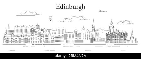 Edinburgh Stadtbild Linie Kunst Vektor Illustration Stock Vektor