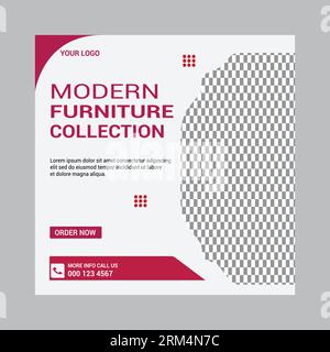 Modern Furniture Collection, Social Media Post Design Stock Vektor