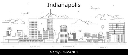 Indianapolis Stadtbild Linie Kunst Vektor Illustration Stock Vektor