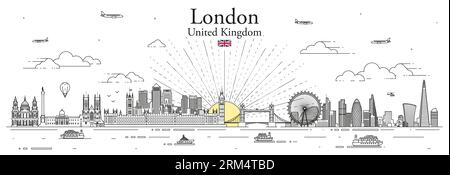 London cityscape line art vector illustration Stock Vector