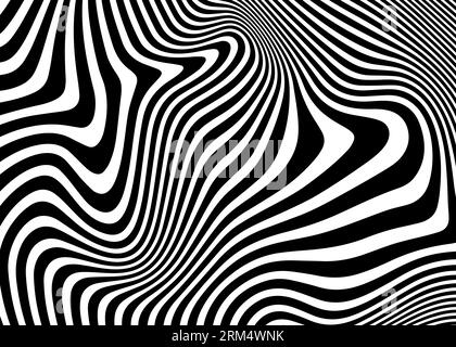 Abstrakte OP-Art-Textur mit gewellten Streifen. Kreativer Hintergrund mit verzerrten Linien. Gestreifte diagonale Linien, Design mit Verzerrung, Vektorvorlage Stock Vektor