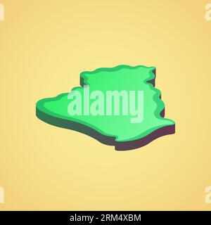 Isometric stylized simplified 3D map of Algeria Stock Vector