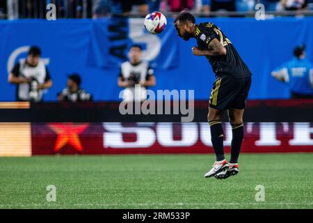 August 26, 2023: Los Angeles FC midfielder Kellyn Acosta (23) heads the ball during the second half against the Charlotte FC in the Major League Soccer match up at Bank of America Stadium in Charlotte, NC. (Scott KinserCal Sport Media) Credit: Cal Sport Media/Alamy Live News Stock Photo