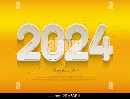 Goldenes Neujahr 2024, dünner, luxuriöser und eleganter Premium-Vektorhintergrund. Stock Vektor
