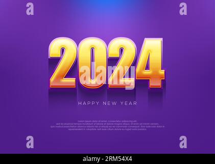 Modern und sauber Happy New Year 2024 Hintergrund. Stock Vektor