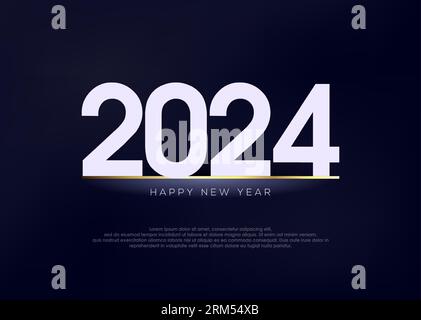 Einzigartiges frohes neues Jahr 2024, ein Kalender-Poster für das neue Jahr. Stock Vektor