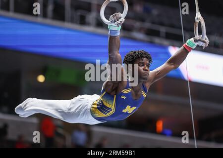 August 26, 2023: Frederick Richard competes on the Rings during the Men's Day 2 of the 2023 U.S. Gymnastics Championships at SAP Center in San Jose, CA. Kyle Okita/CSM Stockfoto