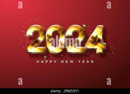 festive golden glitter background for 2024 new year celebration. design premium vector. Stock Vektor